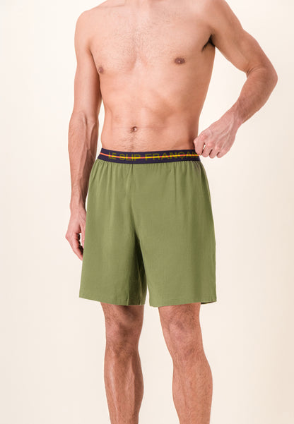 Green cotton short pyjama bottoms - Invincible Khaki Veronese