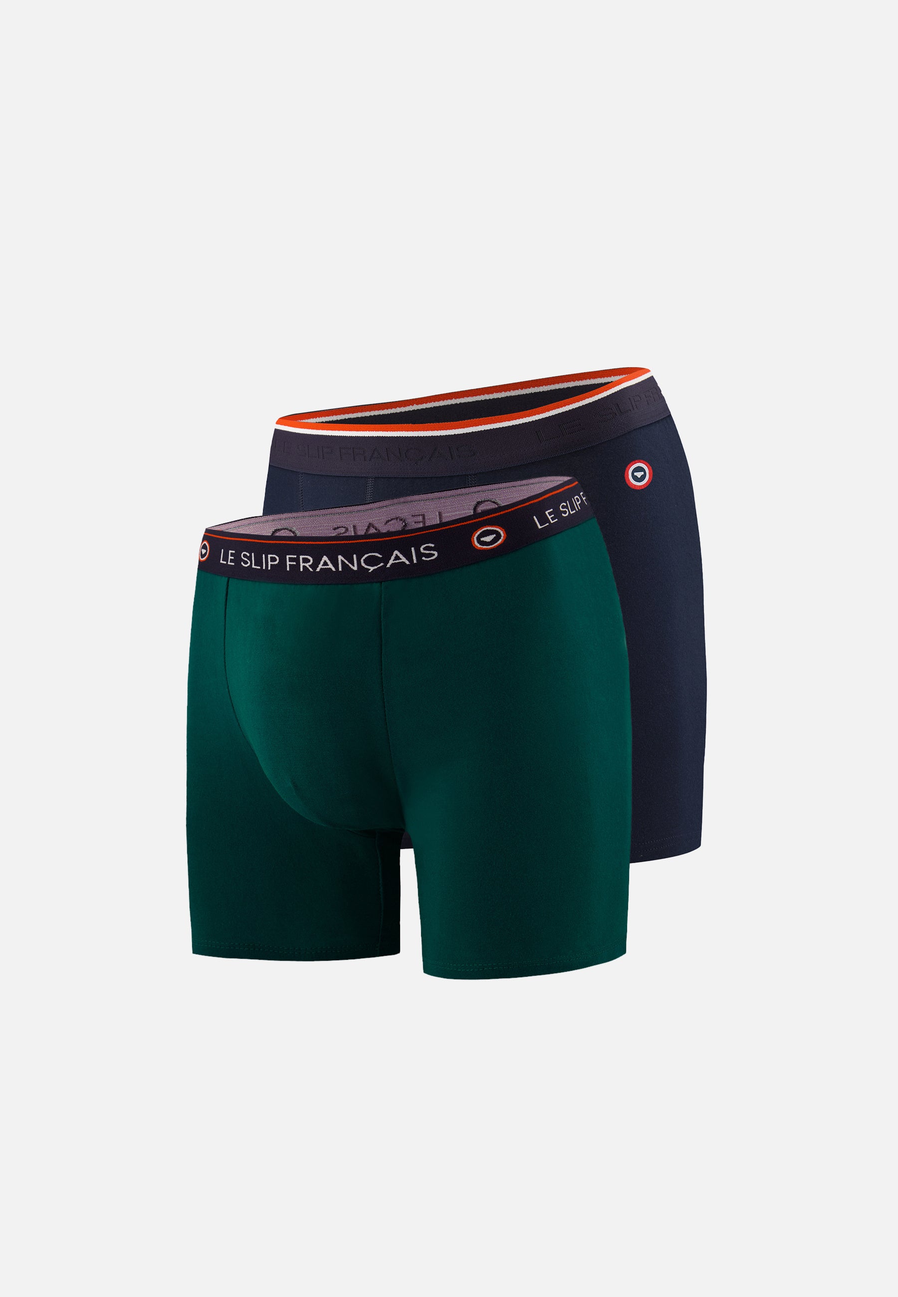 Lot de 2 boxers long en coton - Boxers long Marine Vert Sapin