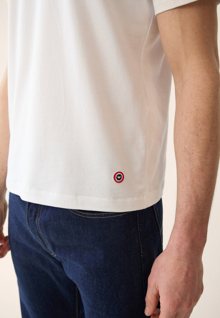 T-shirt manches courtes en coton - Formidable Blanc Brodé Papa Costaud - Le Slip Français - 4