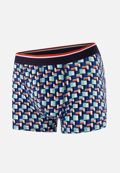 Green cotton boxer shorts with a Corbusier pattern - Marius Corbusier Azure Green