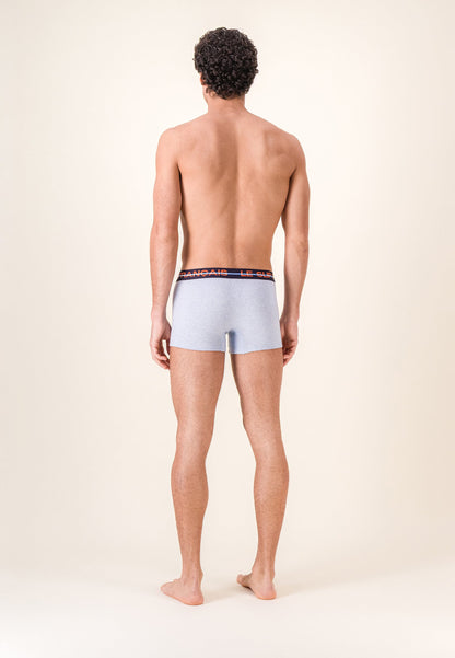 Lot de 3 boxers en coton - Boxers Rayures Coq Bleu Acier Bleu Ciel Chiné Bleu Acier