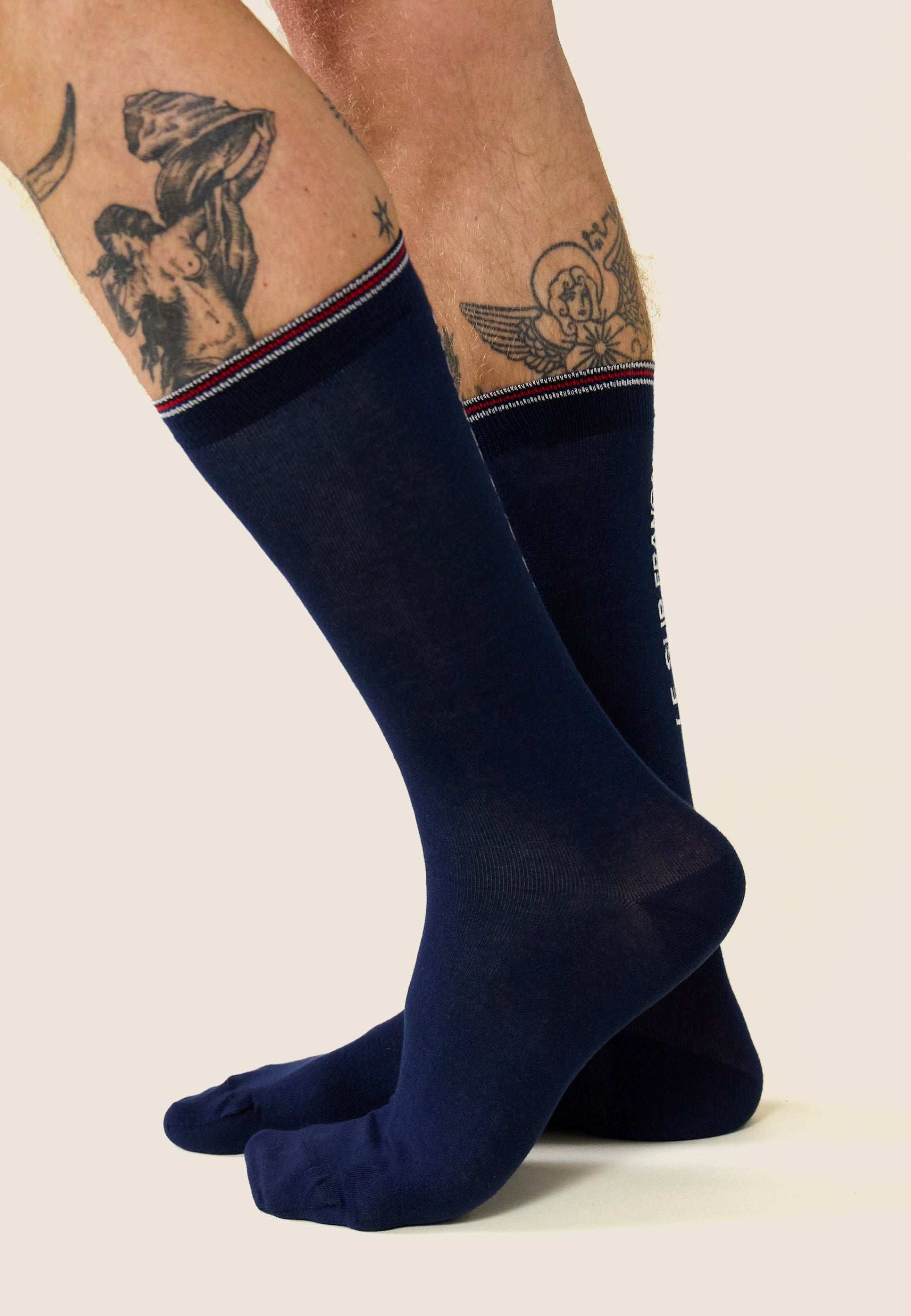 Chaussettes mi-hautes en coton - Cliff Marine