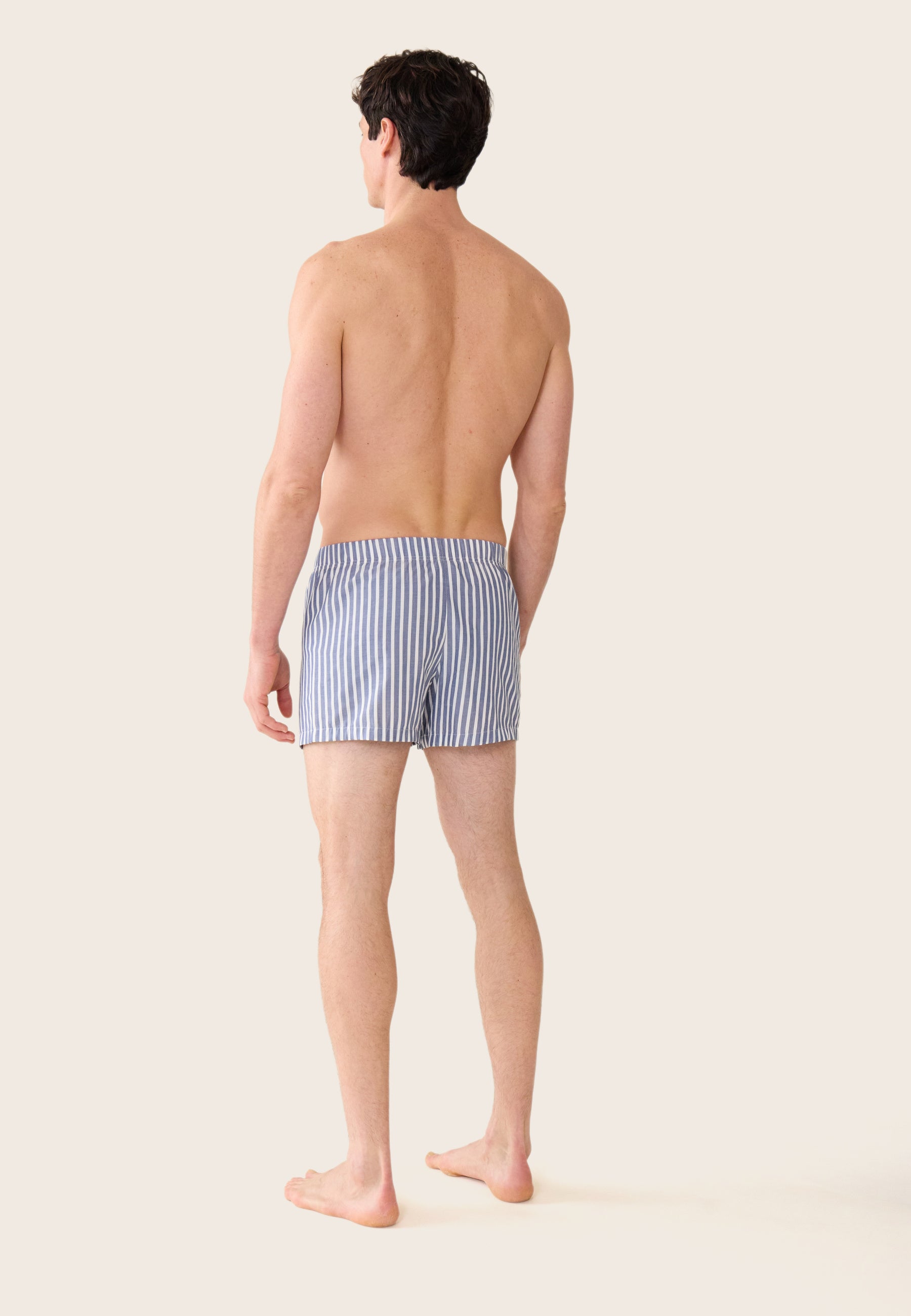 Caleçon à rayures bleu et gris en coton - Jacques Sens Bleu Gris