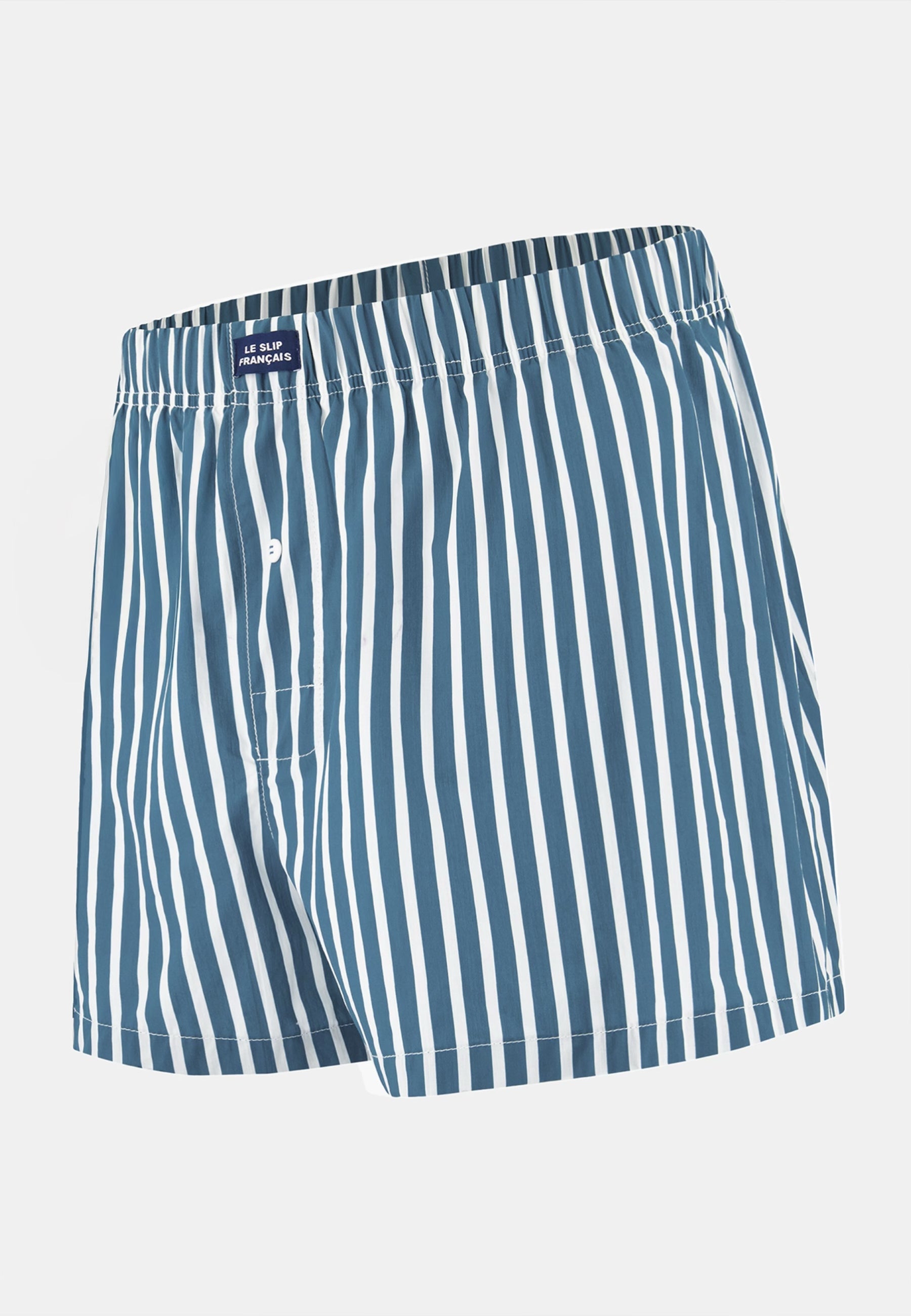 Caleçon à rayures bleu en coton - Jacques Sens Bleu Canard