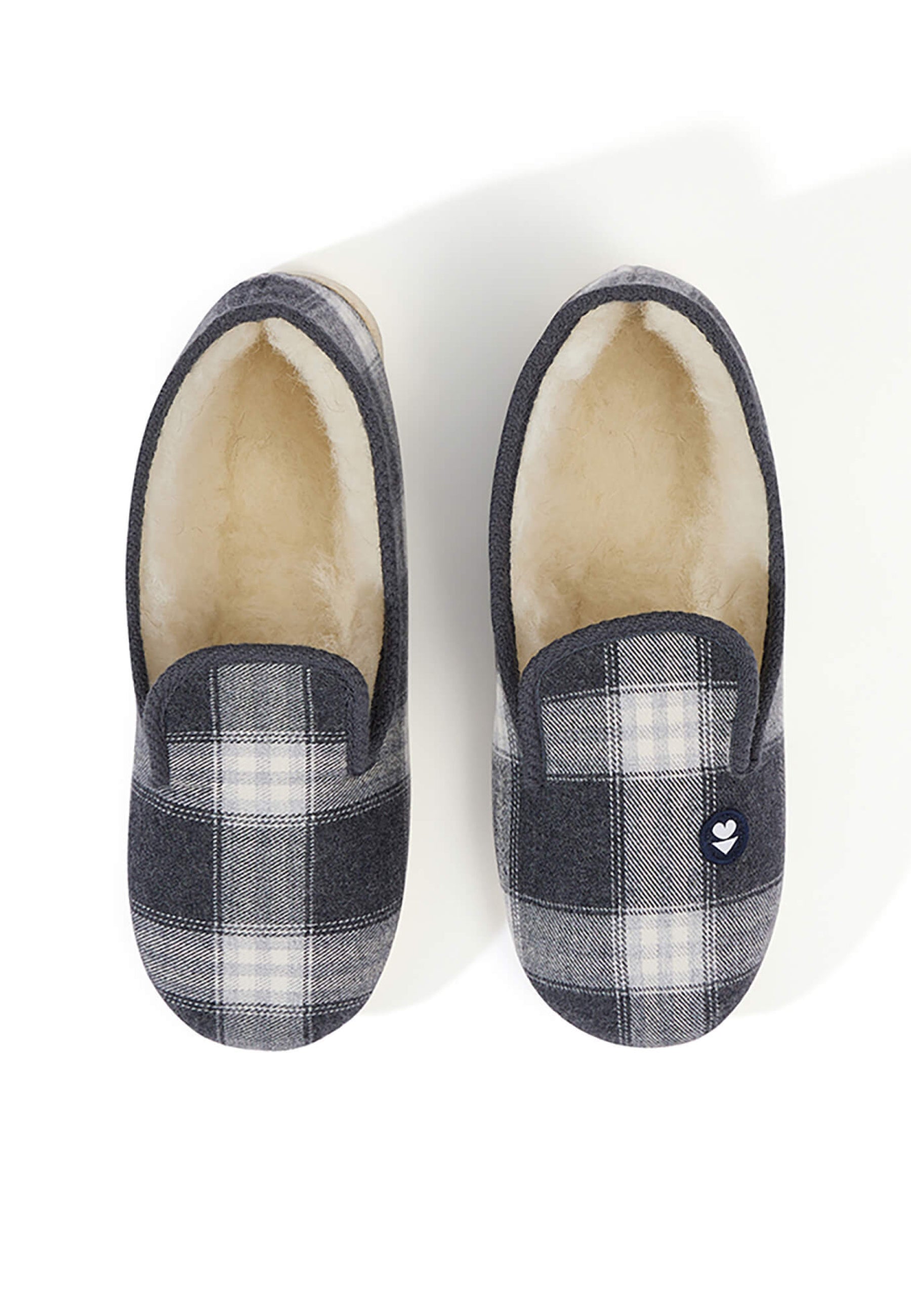 Chaussons d'intérieur en laine - Pantoufles Tartan Gris