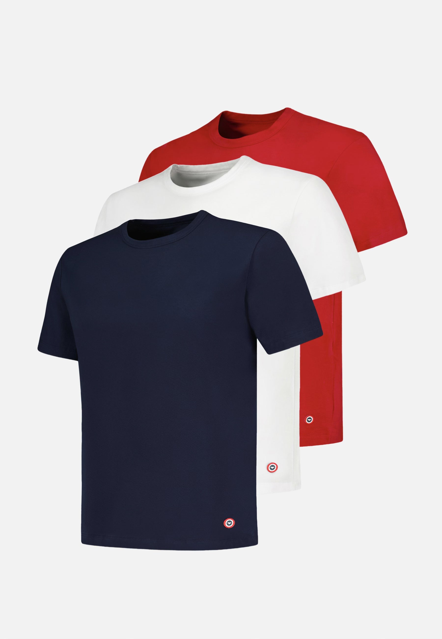 Lot de 3 T-shirts manches courtes en coton - T-Shirts Manches Courtes Formidable Marine Blanc Rouge