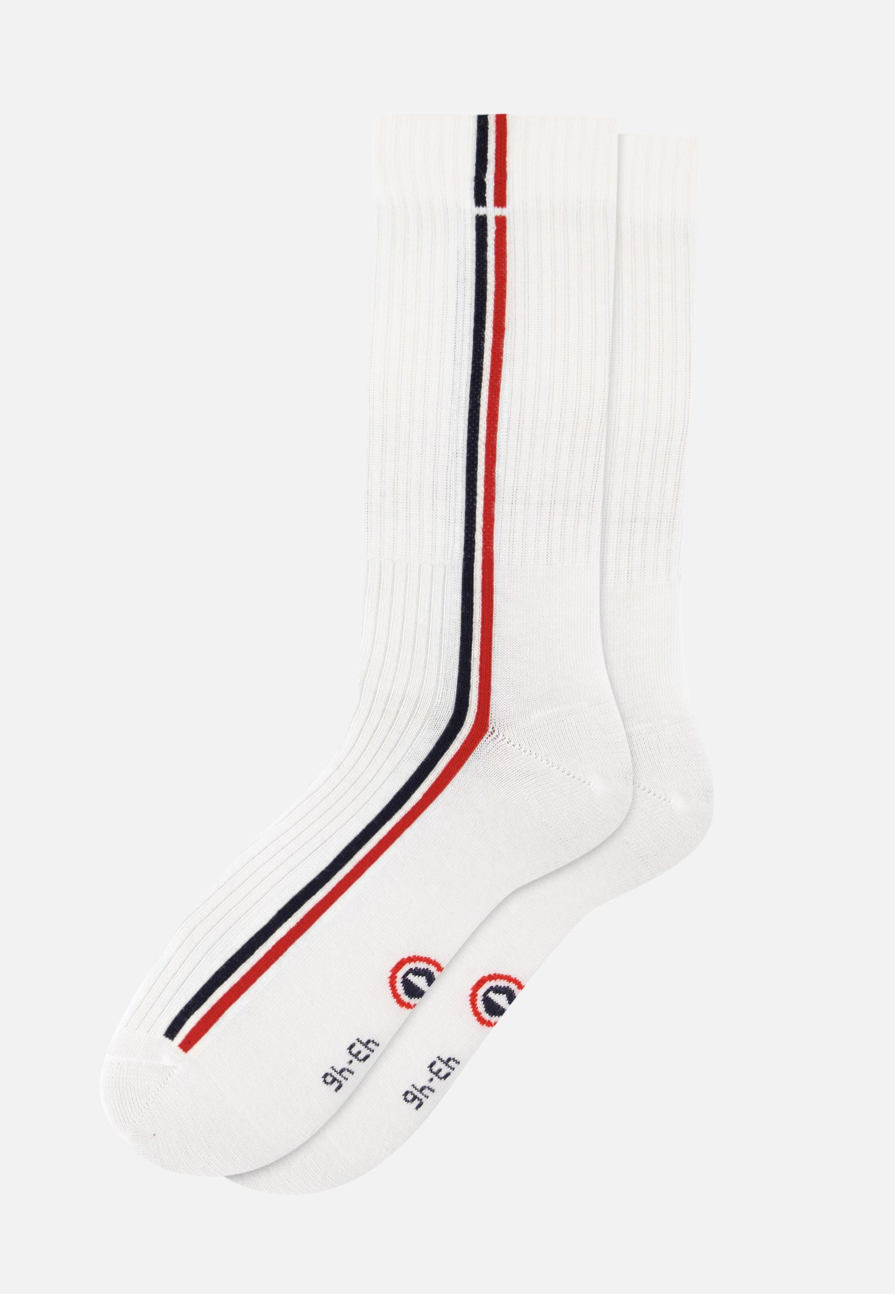 Chaussettes de sport mi-hautes rayées marine, blanc et rouge - Wilfried Lignes Marine Blanc Rouge