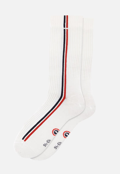 Chaussettes de sport mi-hautes rayées marine, blanc et rouge - Wilfried Lignes Marine Blanc Rouge