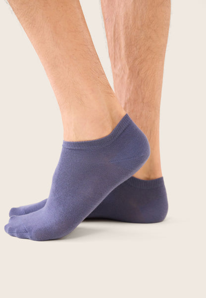 Lot de 3 chaussettes basses en coton - Chaussettes Noir Marine Acier