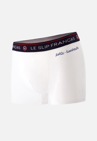 Boxer en coton - Redoutable Blanc Porte Bonheur