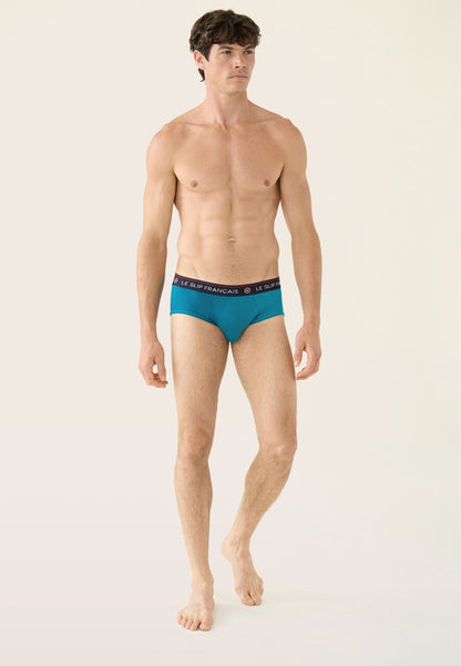 Lot de 3 slips en coton - Slips Hibiscus Mint Green Topaz Marine