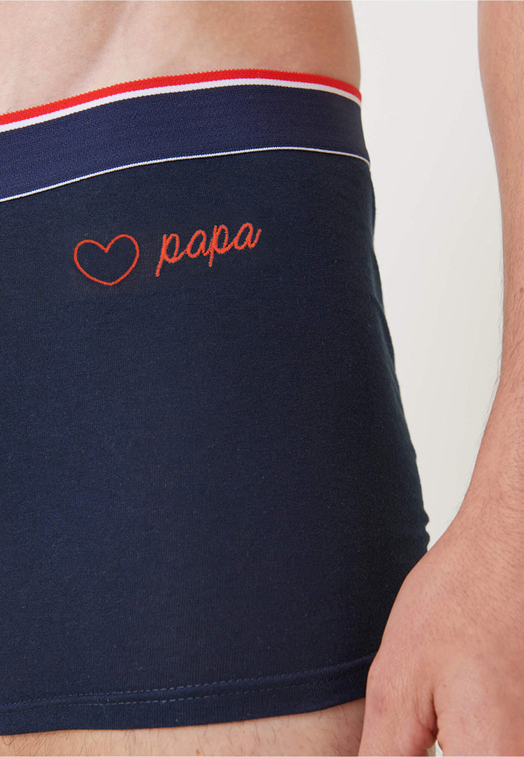 Boxer en coton brodé - Marius Marine Cœur Papa - Le Slip Français - 2