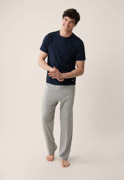 Ensemble pyjama haut bleu marine et pantalon gris en coton - Pyjama Haut Manches Courtes Formidable Marine Et Bas De Pyjama Long Indomptable Gris