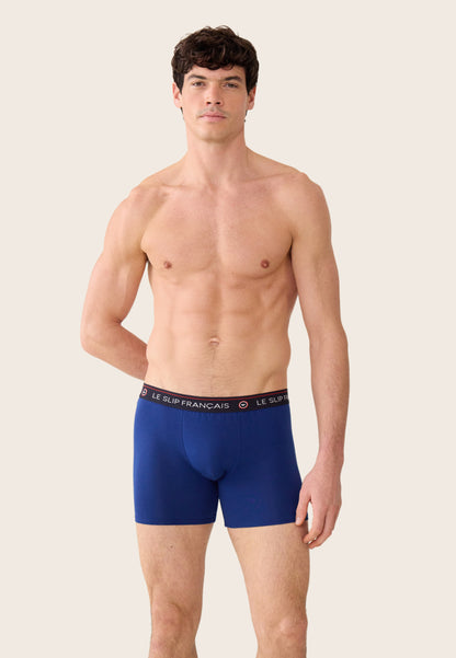 Long indigo cotton boxer shorts - Redoutable Long Indigo