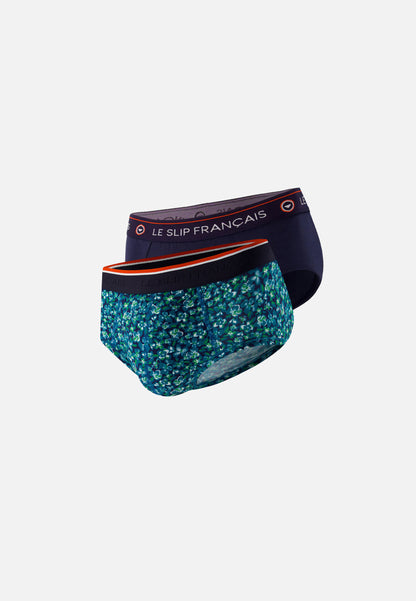 Lot de 2 slips en coton - Slips Prune Hibiscus Mint Green