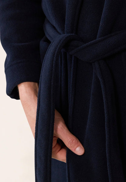 Robe de chambre chaude homme bleu marine avec col châle - Devy Marine