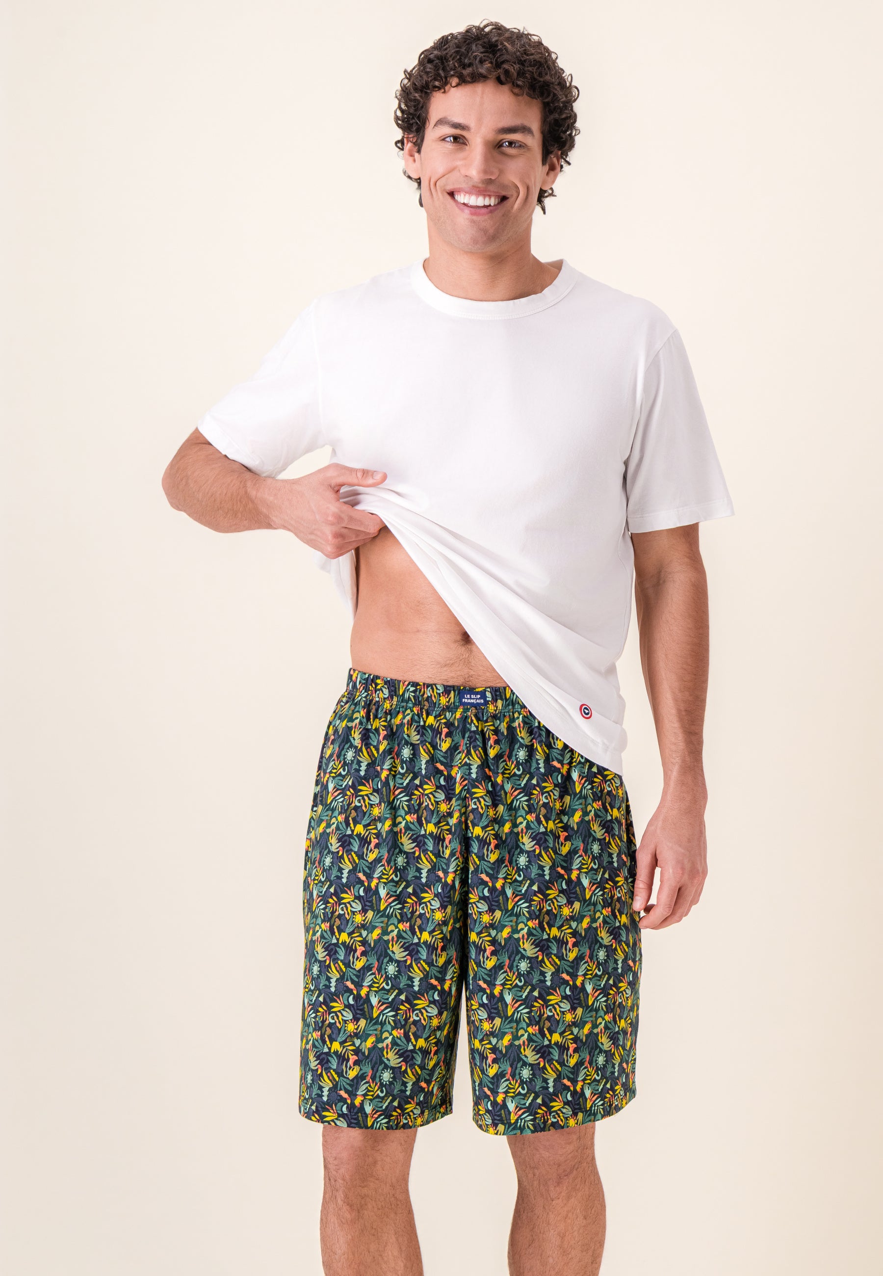 Ensemble pyjama haut et short en coton - Pyjama haut manches courtes Formidable Blanc et bas de pyjama Fredy Corbusier