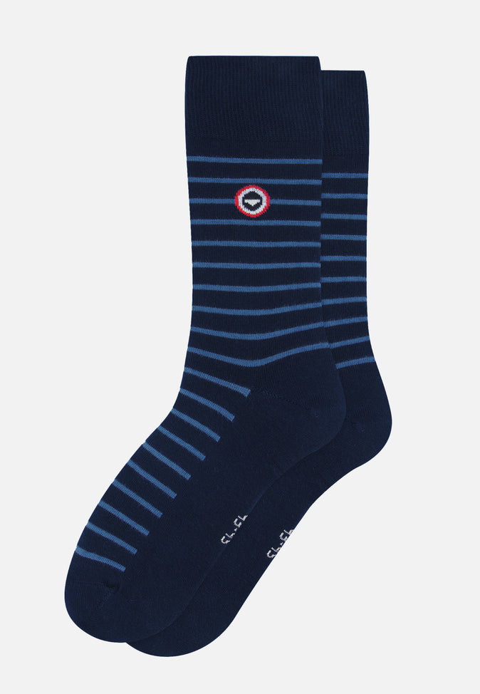 le slip français Chaussettes mi-hautes en coton Robuste Marine Rayures Acier