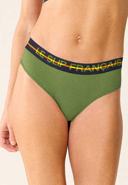 Culotte taille haute vert en coton - Rieuse Kaki Veronese