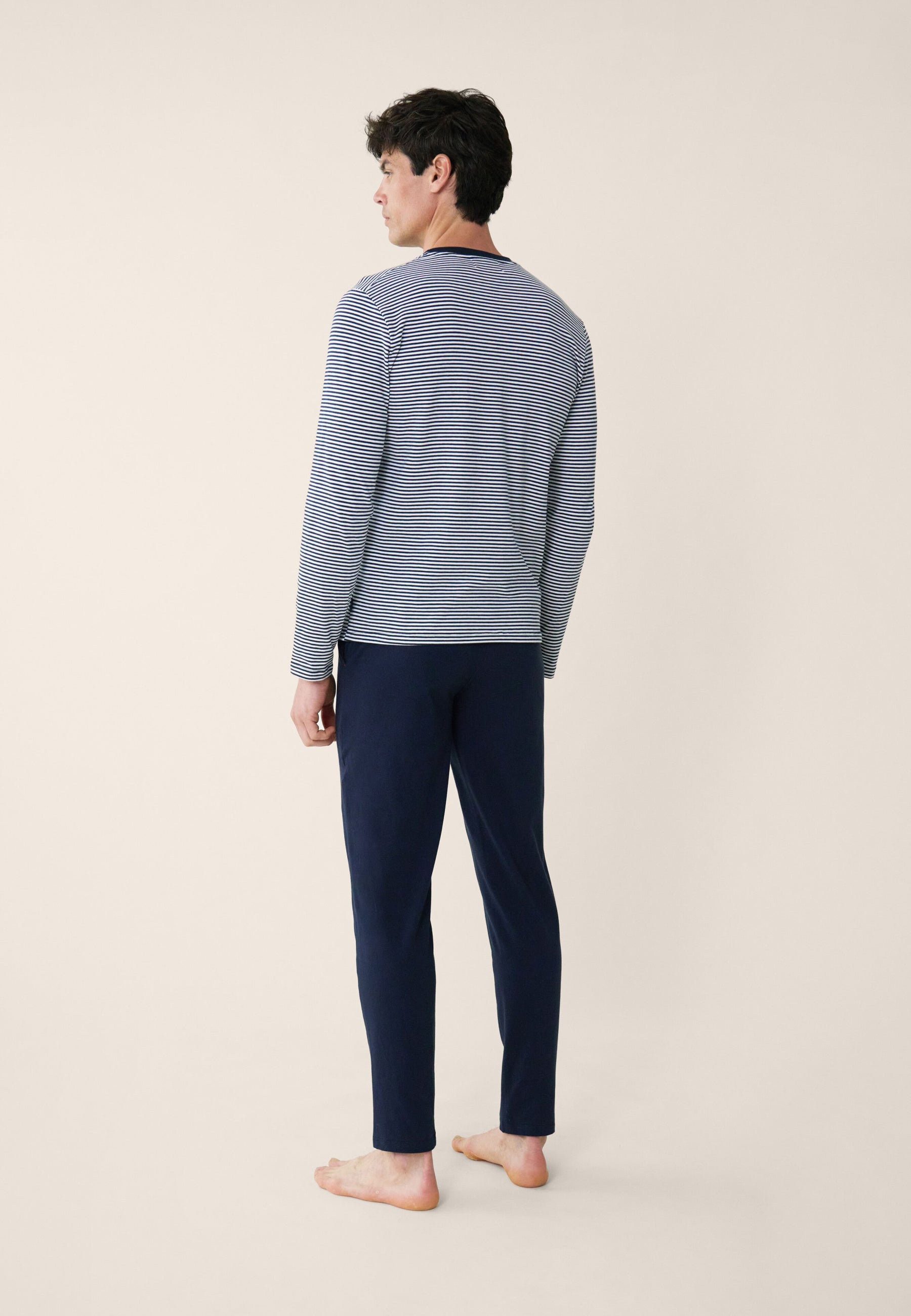 Ensemble pyjama haut marinière et pantalon bleu marine en coton - Pyjama Haut Manches Longues Et Bas De Pyjama Long Jeason Marine Marinière