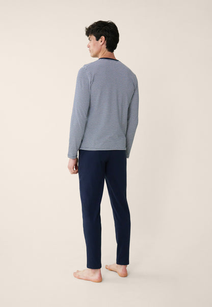 Ensemble pyjama haut marinière et pantalon bleu marine en coton - Pyjama Haut Manches Longues Et Bas De Pyjama Long Jeason Marine Marinière