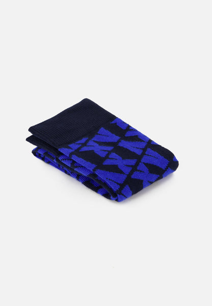 Chaussettes mi-hautes bleu à motif XV de France - Lucas XV Indigo