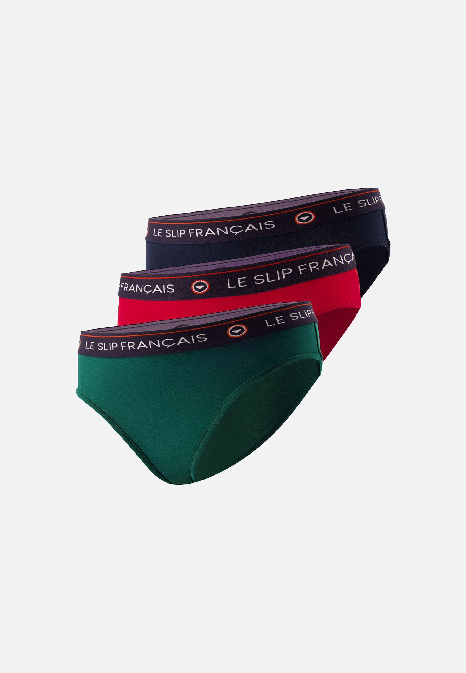 Pack of 3 cotton panties - Navy Blue, Pine Green, Cherry Red Laughing Panties