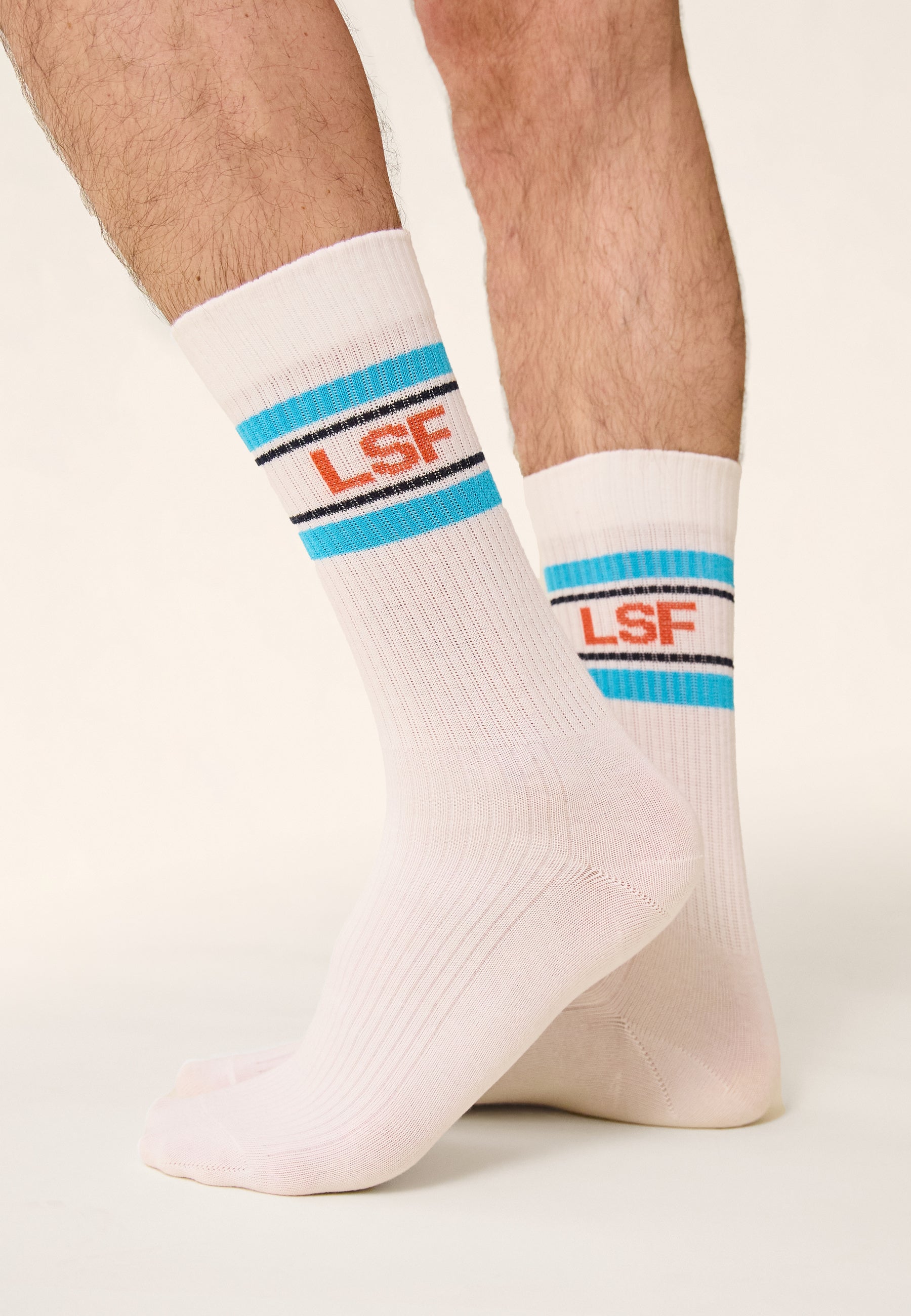 Chaussettes mi-hautes en coton - Wilfried Bleu Fluo Argile Rouge