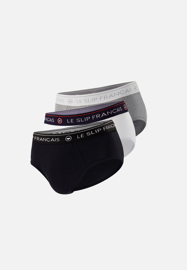Lot de 3 slips en coton - Slips Noir Blanc Gris - Le Slip Français - 1