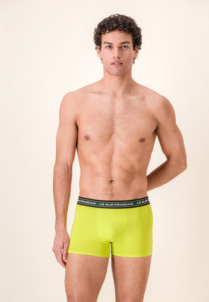Lot de 7 boxers en coton - Boxers Noir Jaune Anis Vert Forêt Vert Sauge Anthracite Gris Chiné Blanc
