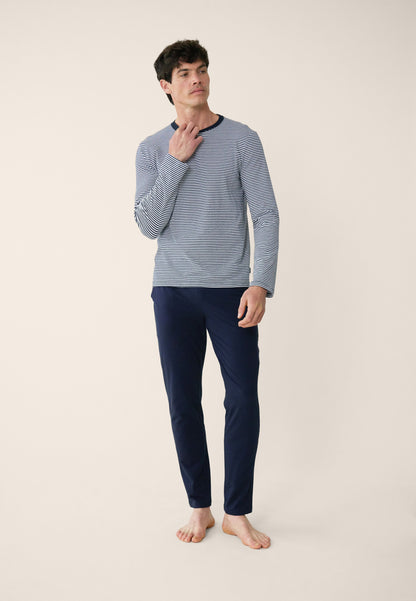 Ensemble pyjama haut marinière et pantalon bleu marine en coton - Pyjama Haut Manches Longues Et Bas De Pyjama Long Jeason Marine Marinière
