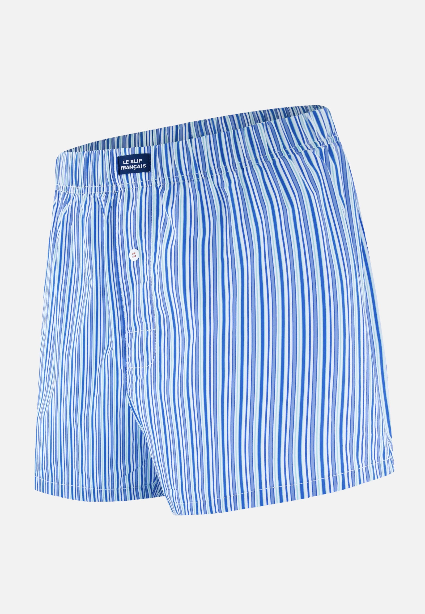 Blue striped cotton mattress boxer shorts - Jacques Striped Mattress Blue Ocean