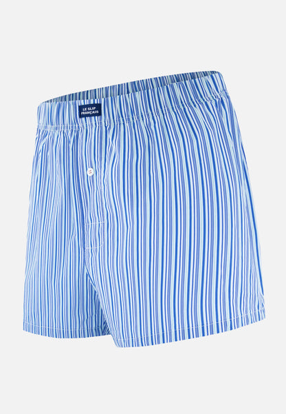 Blue striped cotton mattress boxer shorts - Jacques Striped Mattress Blue Ocean