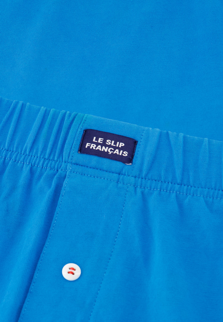 Caleçon en jersey souple en coton - Fredo Bleu Fluo - Le Slip Français - 4