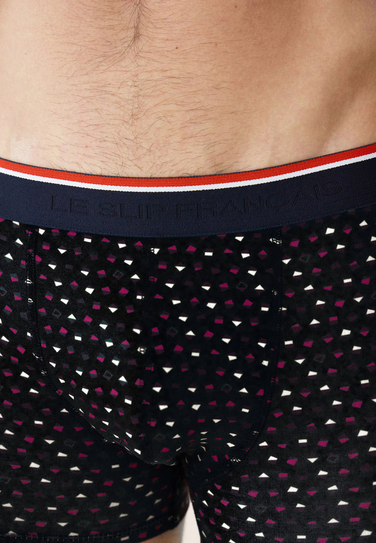 Boxer noir imprimé géométrique - Marius Petits Carres Noir - Le Slip Français - 5