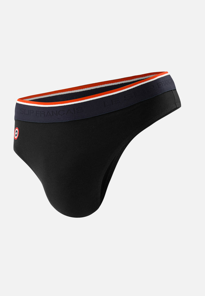 le slip français String en coton Loïc Noir