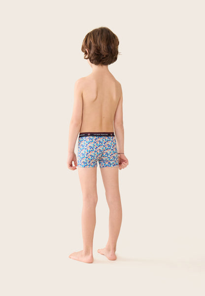 Boxer enfant bleu à motif confetti en coton - Petit Joseph Confetti Bleu Nautique