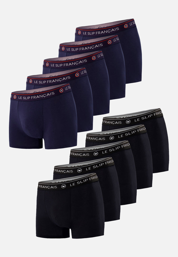 Pack Dix Boxer Redoutable Marine Noir - Le Slip Français - 1