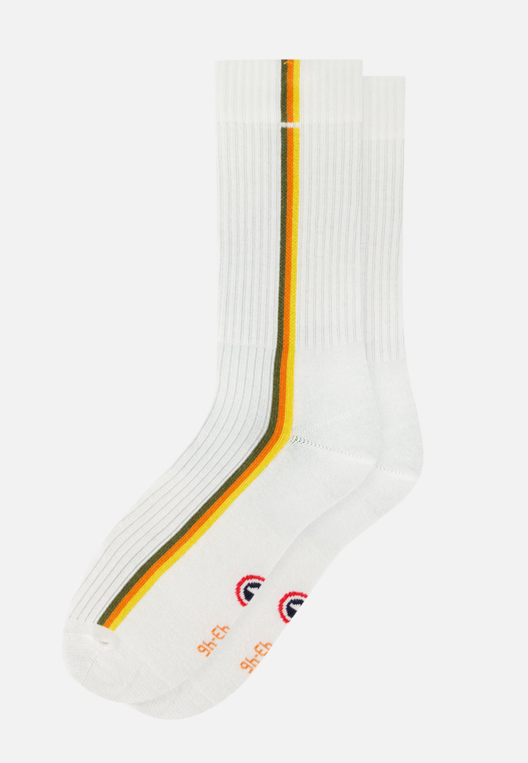 Chaussettes de sport mi-hautes rayées kaki, orange et jaune - Wilfried Lignes Kaki Veronese Orange Pur Jaune Citron
