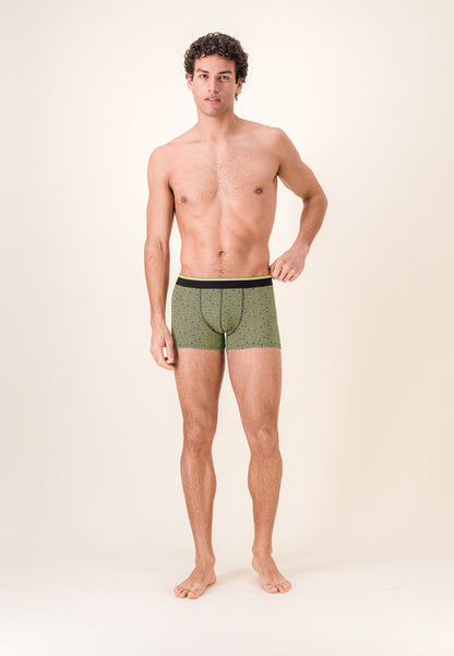 Lot de 7 boxers en coton - Boxers Chevron Jaune Anis Noir Vert Forêt Vert Sauge Anthracite Gris Chine Blanc