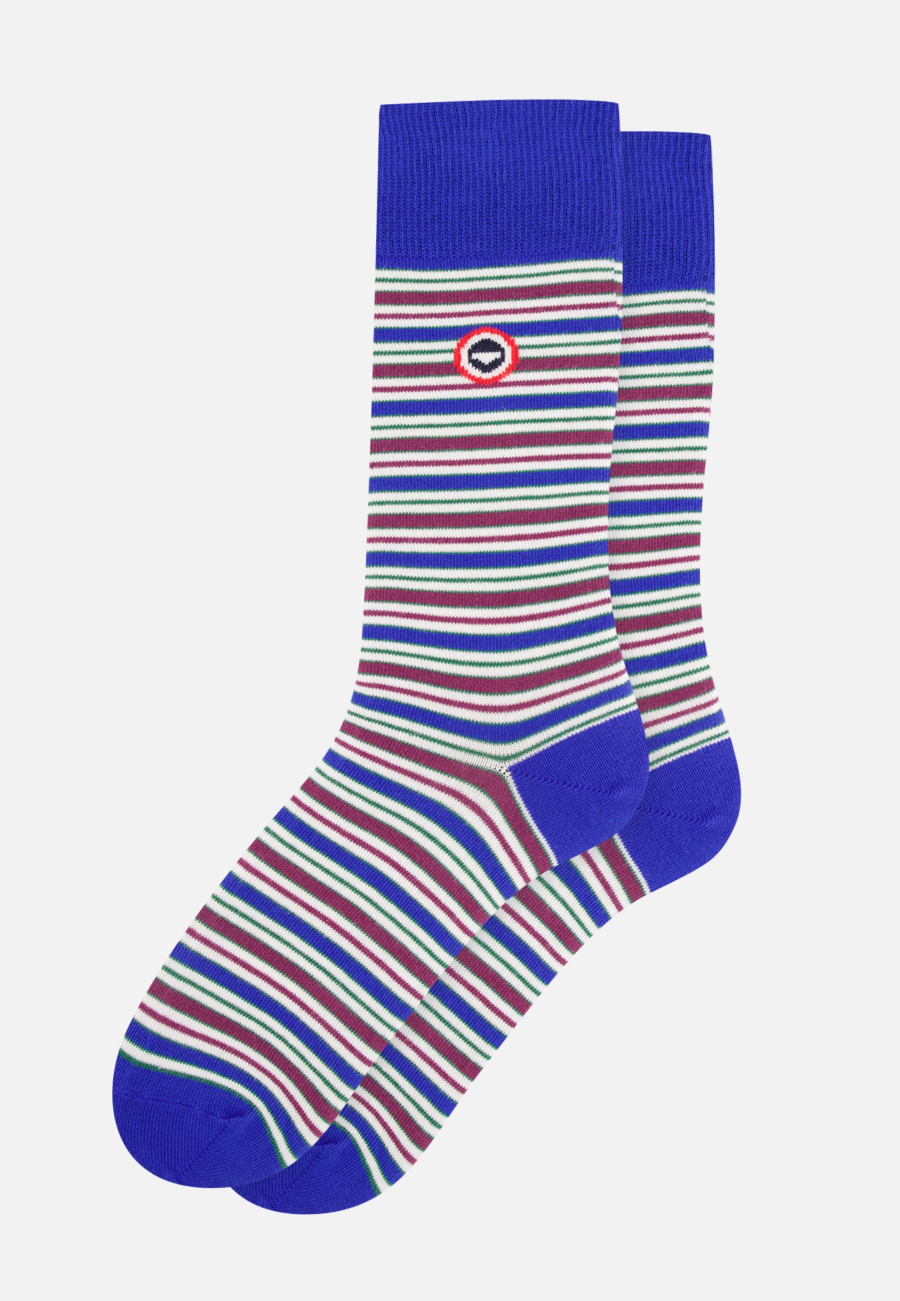 Unisex cotton mid-calf socks - Lucas Stripe Mattress Purple Emerald