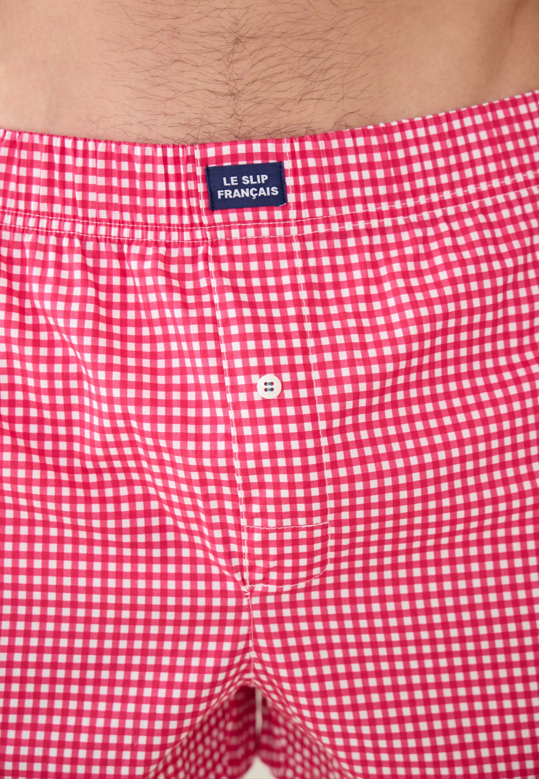 Caleçon à carreaux rose en coton - Jacques Vichy Rose Cerise