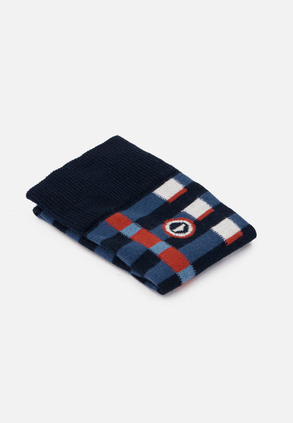 Chaussettes mi-hautes en coton - Lucas Mosaïque Acier Brique
