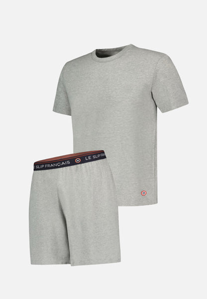 Ensemble pyjama haut et short gris - Pyjama Haut Manches Courtes Formidable Et Bas De Pyjama Court Invincible Gris