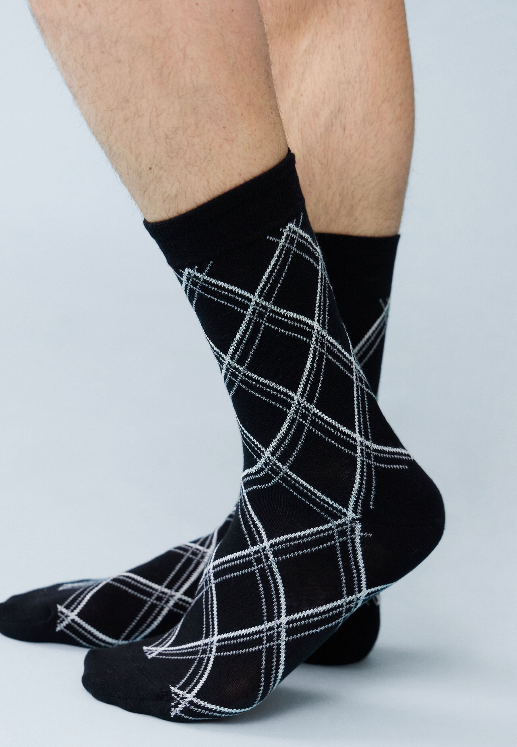 Lot de 3 chaussettes mi-hautes - Chaussettes Tartan Nessy Noir
