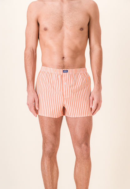 Orange striped cotton boxer shorts - Jacques Sens Pure Orange