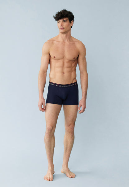 Lot de 6 boxers en coton - Boxers Noir Blanc Bleu Foncé Rouge Gris Chiné Bleu