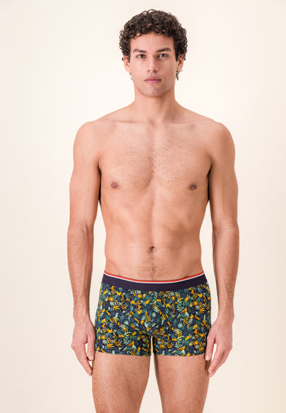 Green boxer shorts with jungle print in cotton - Marius Jungle Khaki Veronese