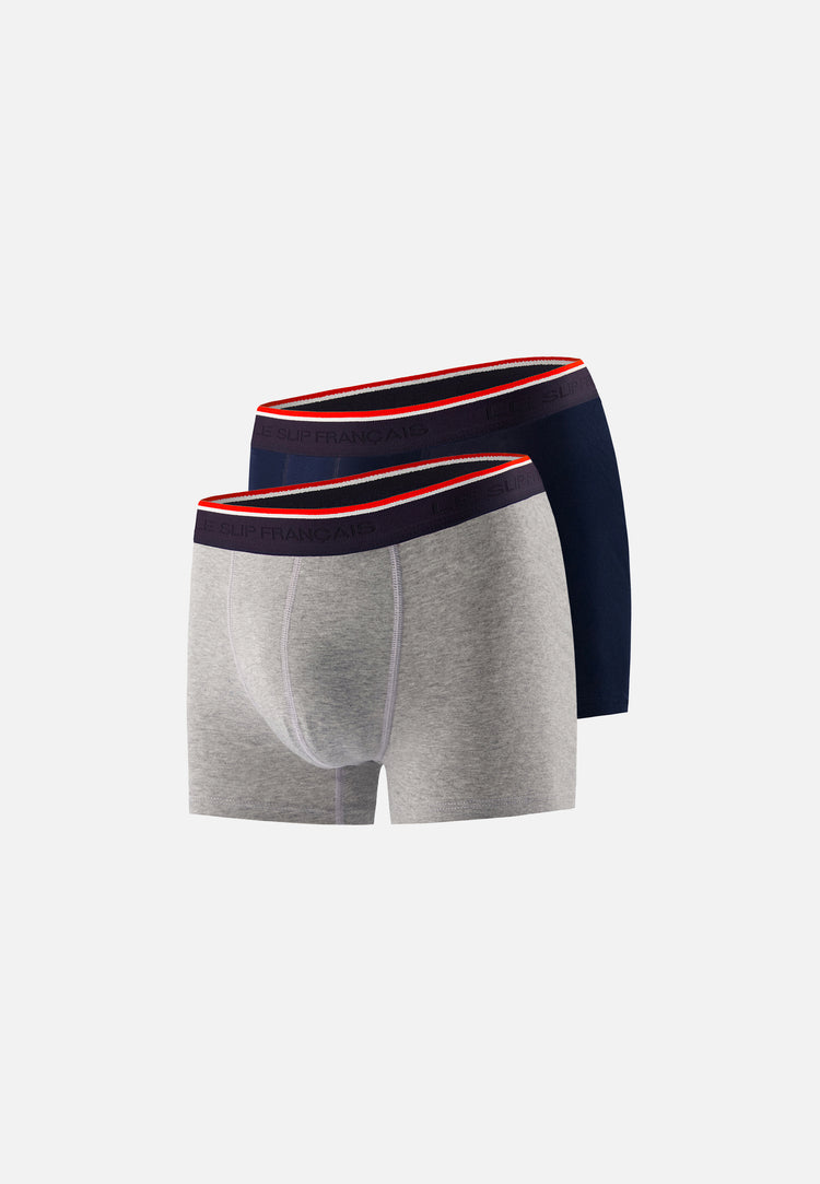 Marius Duo Navy Grey Heather Boxer Pack - Le Slip Français - 1