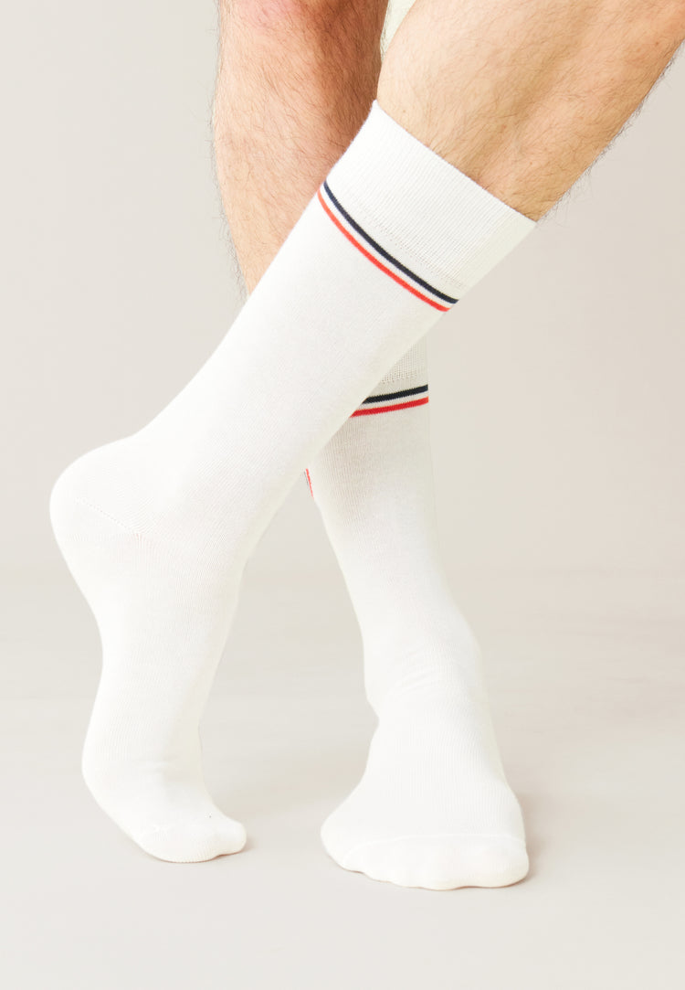 Pack trio Chaussettes Lucas Bleu Fluo Blanc Écume - Le Slip Français - 7